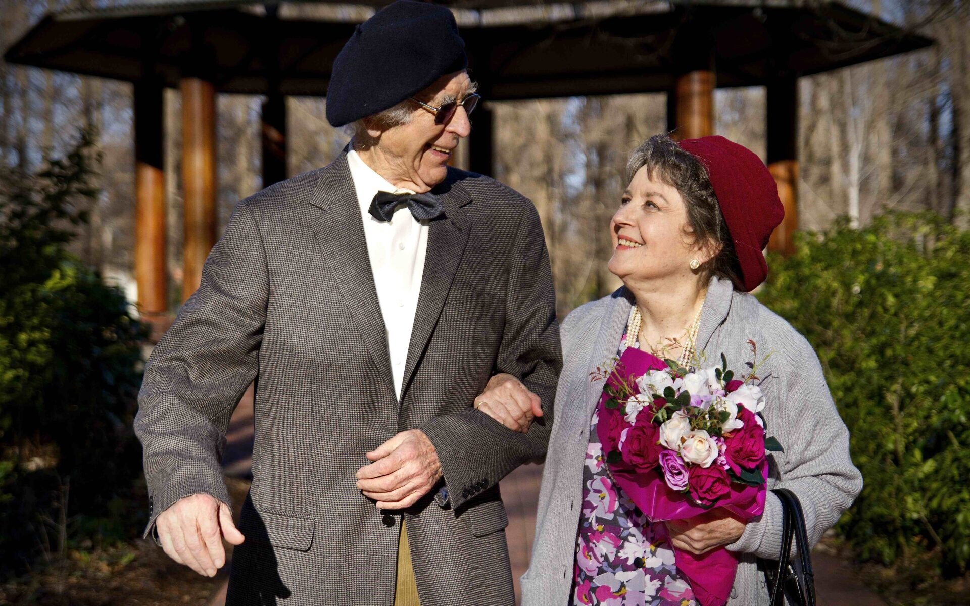 Harold and Doris walking together